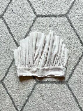 White Pleated Strapless Bandeau Top